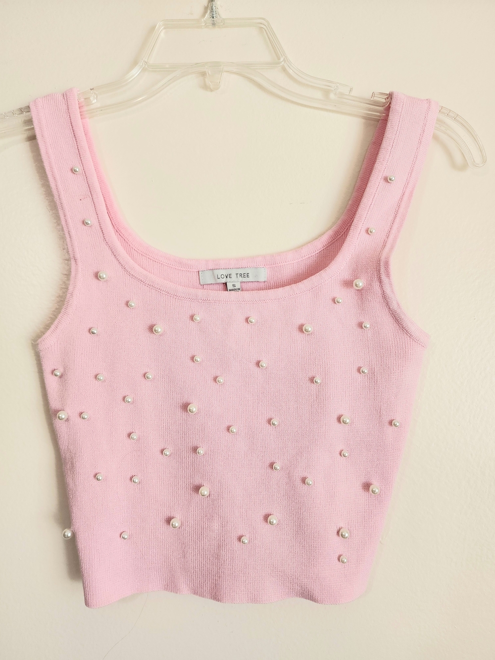 Love Tree Light Pink Pearl-Studded Tank
